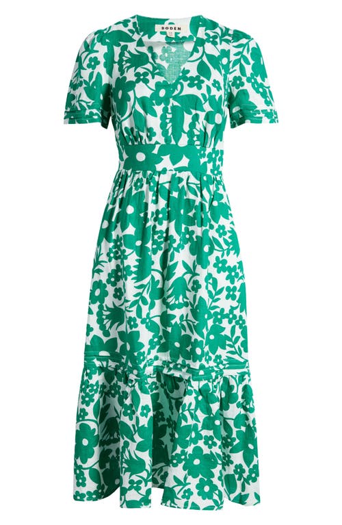 Shop Boden Eve Linen Midi Dress In Green Tambourine Tulip Garden