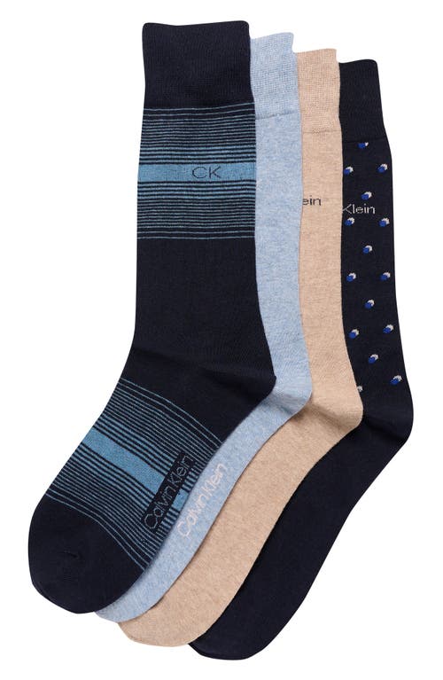 Assorted 4-Pack Dress Socks in Dark Blue Assorted