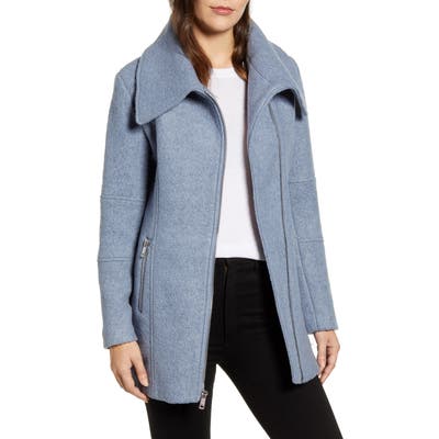 Kenneth Cole Wool Blend Boucle Car Coat, Blue