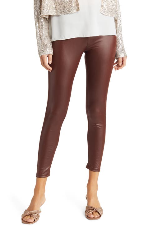 Women's Burgundy Leather & Faux Leather Pants & Leggings