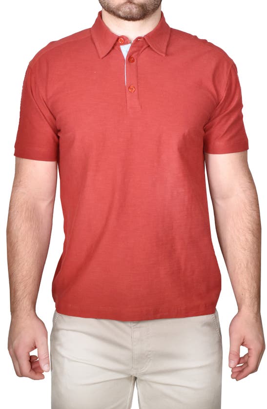 Vintage 1946 Cotton Slub Knit Polo In Cinebar