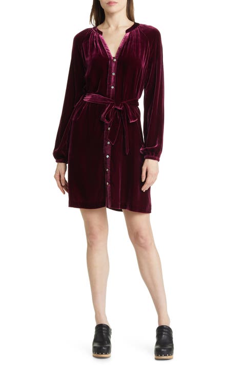 Naomi Long Sleeve Velvet Dress