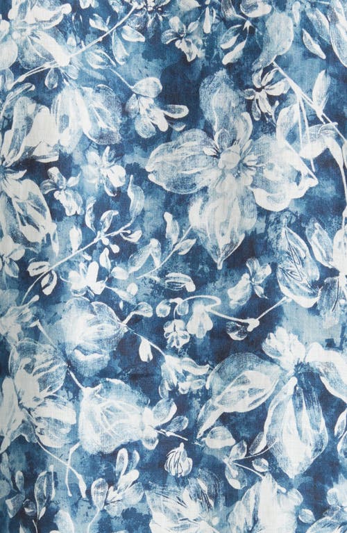 Rodd & Gunn Mount Hutt Sports Fit Floral Short Sleeve Linen Button-up Shirt In Dark Teal