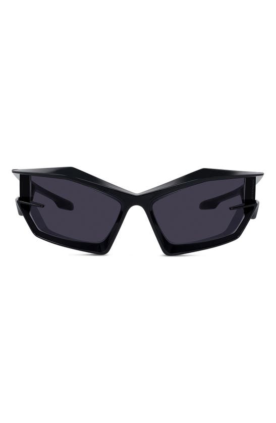 Shop Givenchy Geometric Sunglasses In Shiny Black / Smoke