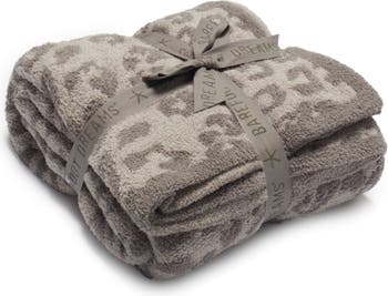 Barefoot Dreams CozyChic® Blanket w/Heathered Stripe Camel/Stone One Size