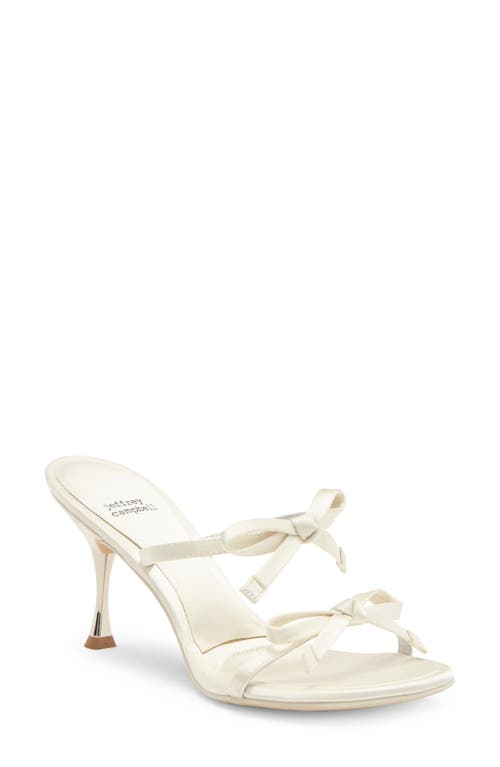 Bow Bow Sandal in White Satin Silver
