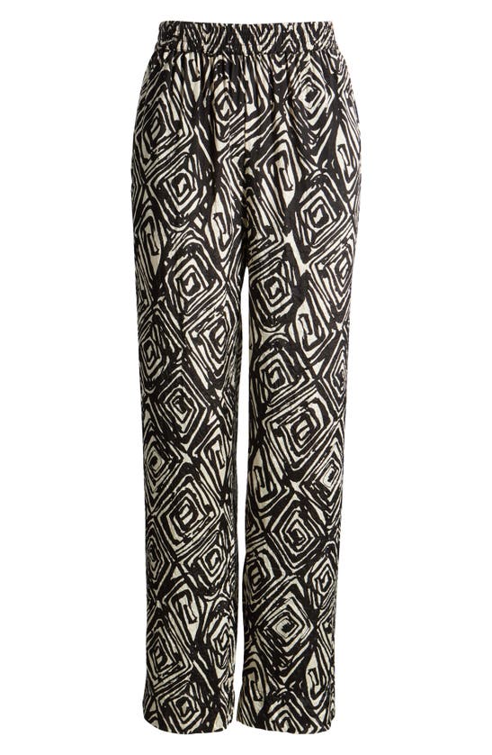 Shop Masai Copenhagen Peonos Abstract Print Ankle Straight Leg Pants In Black