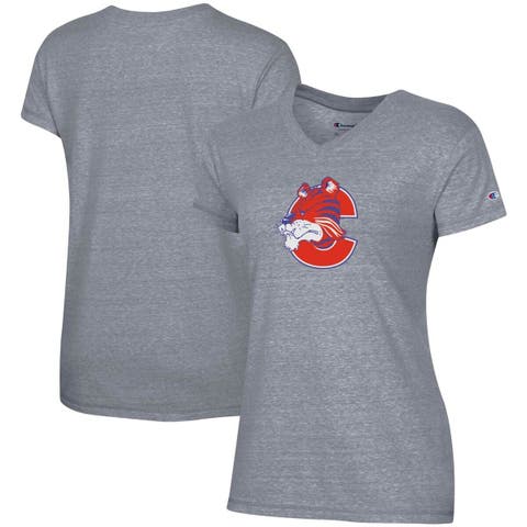 Profile Women's Heathered Gray Chicago Bears Plus Size Lace-Up V-Neck T-Shirt in Heather Gray