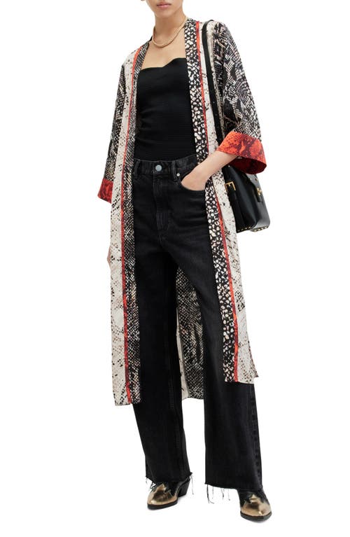 AllSaints Casa Waimea Python Print Duster in Black/Multi at Nordstrom, Size 2 Us