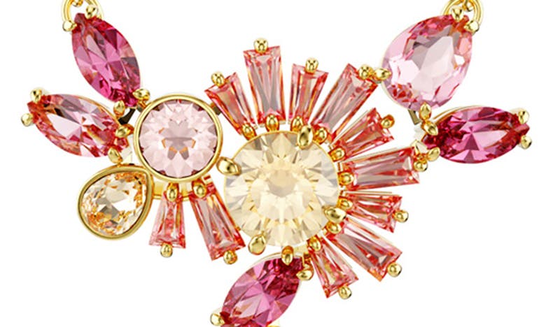 Shop Swarovski Gema Crystal Flower & Imitation Pearl Pendant Necklace In Pink