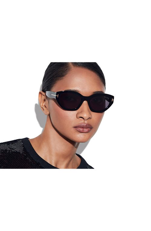 Shop Tom Ford Penny 55mm Geometric Sunglasses In Shiny Black/smoke