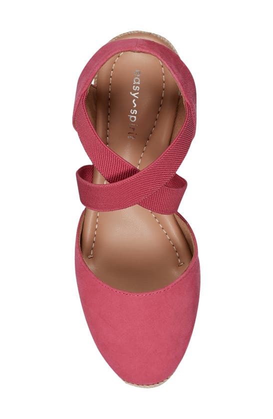 Easy Spirit Meza Strappy Wedge Sandal In Neon Pink Suede/textile ModeSens