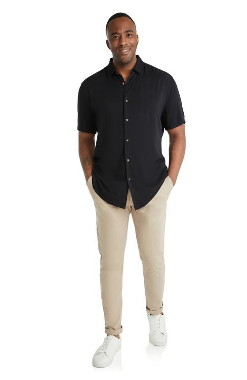 Shop Johnny Bigg Corfu Solid Black Short Sleeve Button-up Shirt