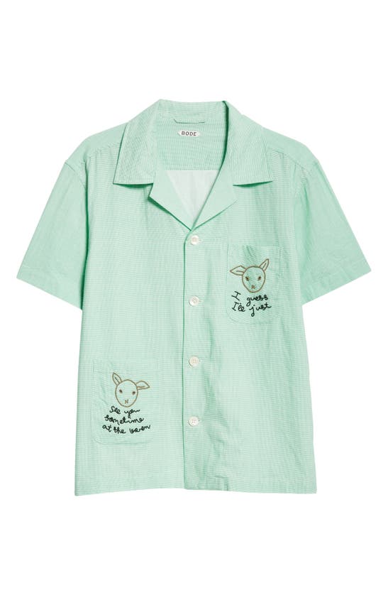 Bode See You At The Barn Embroidered Cotton Button-up Shirt In White Green
