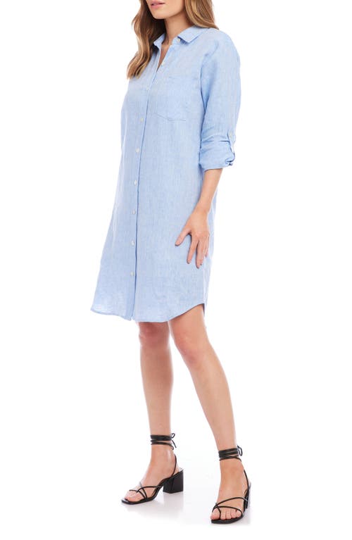 Karen Kane Linen Shirtdress In Capri Blue