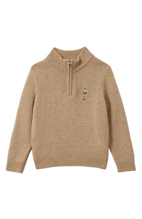 Shop Reiss Kids' Arden Sr. Half Zip Sweater In Camel Brown Melange