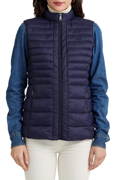 Talbots Womens Petite Navy Blue Winter Puffer Vest with Pockets on eBid  United States
