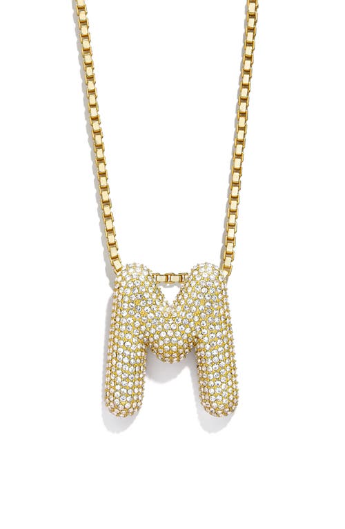 Pavé Crystal Bubble Initial Pendant Necklace in Gold M