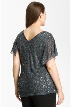 Adrianna Papell Sequin Chiffon Top (Plus Size) | Nordstrom