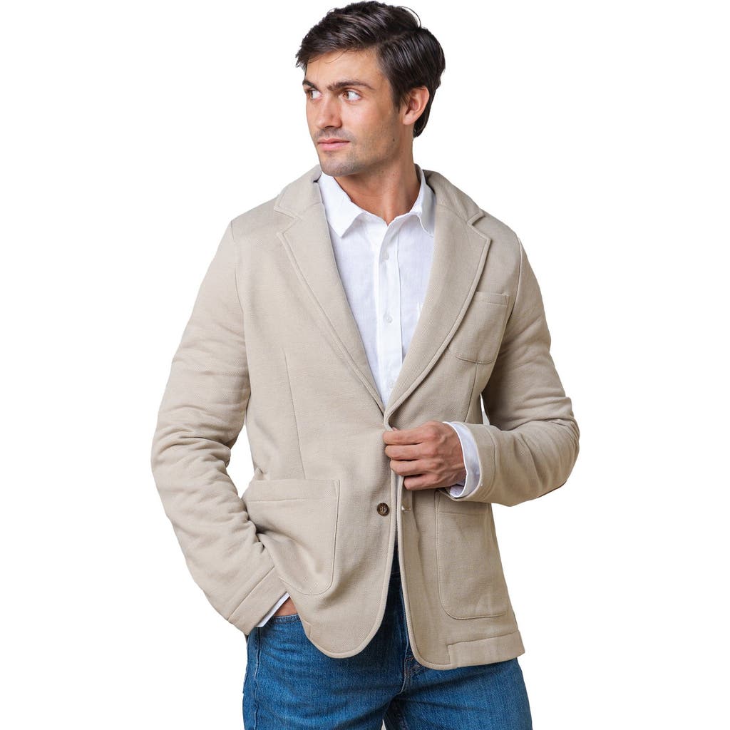 Hope & Henry Fleece Blazer In Taupe Herringbone Fleece