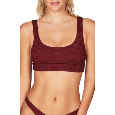 Bound By Bond-Eye The Saint Ribbed Bikini Top, Size One Size - Red