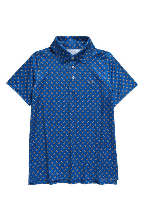 Shop Vineyard Vines Kids' Sankaty Sailboat Print Performance Polo In Spinnaker Football