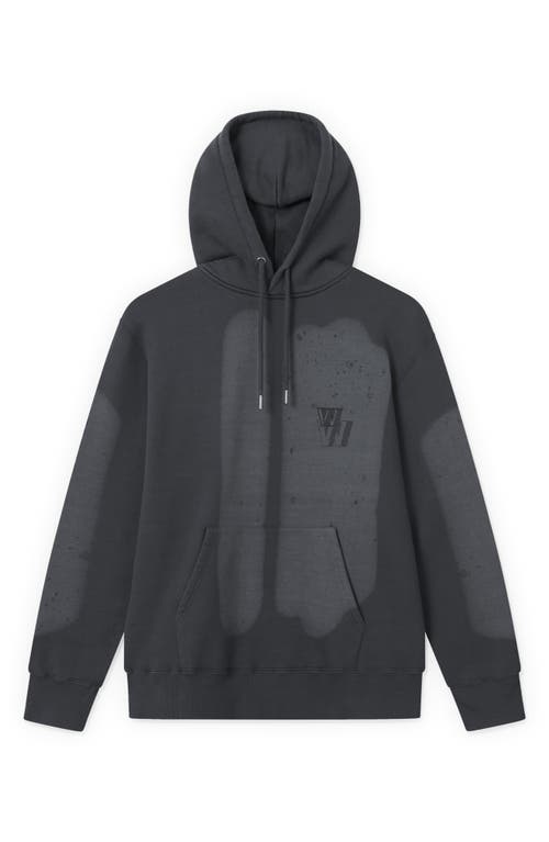 Wood Wood Zeus Sun Bleached Cotton Graphic Hoodie in 1011 Anthracite