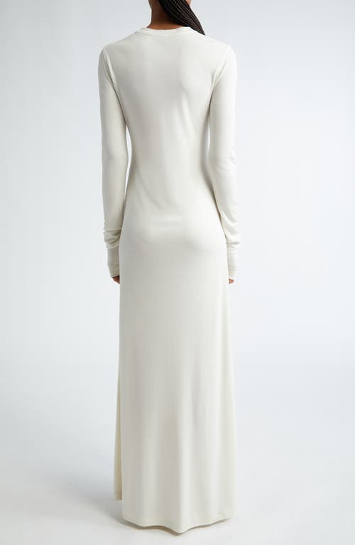 Shop Totême Toteme Long Sleeve Jersey Maxi Dress In Meringue