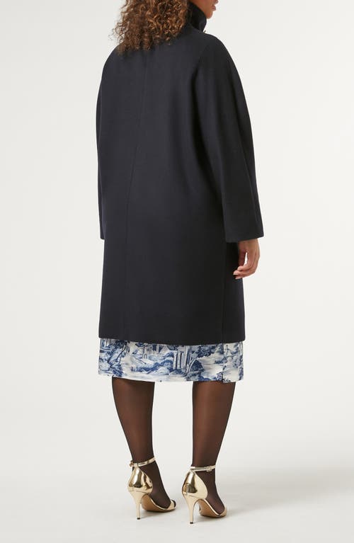 Shop Marina Rinaldi Baschi Double Breasted Wool Coat In Midnight Blue