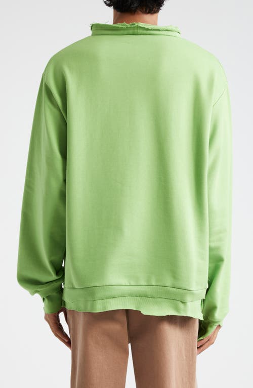 Shop Marni Oversize Distressed Crewneck Sweatshirt In Light/green