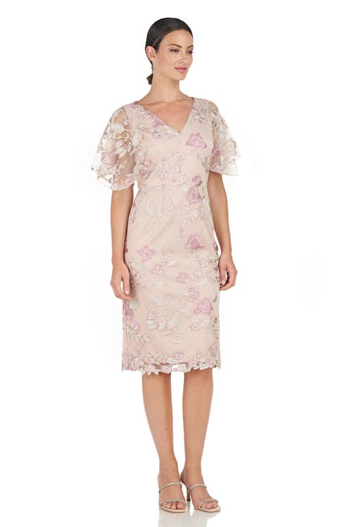 Shop Js Collections Blake Floral Cocktail Sheath Dress In Beige/mauve