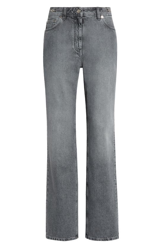 Shop Versace Stonewashed Jeans In Mid Grey