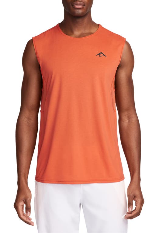 Shop Nike Dri-fit Solar Chase Trail Running Sleeveless T-shirt In Vintage Coral/khaki/black