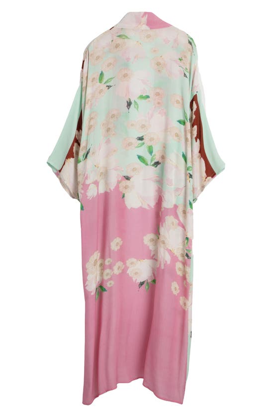 Saachi Blossom Breeze Floral Print Cover-up Kaftan In Pink Combo