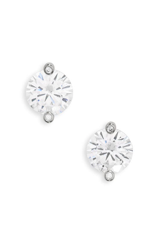 Kate Spade Duo Prong Brilliant Cz Stud Earrings In Clear/ Silver