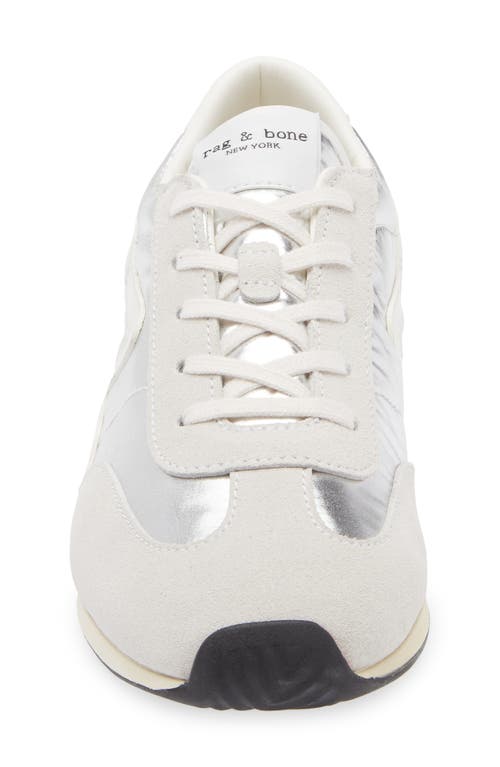 Rag & Bone Retro Metallic Suede Runner Sneakers In Silver Leather
