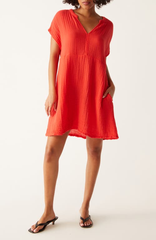 Michael Stars Mira Split Neck Gauze Dress at Nordstrom,