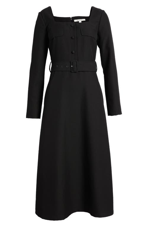 Shop Zoe And Claire Long Sleeve Button-up Shirtdress In Black