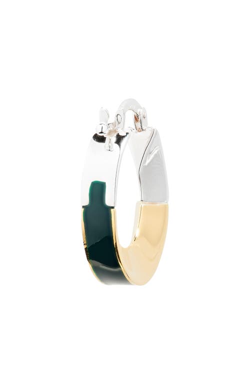 Shop Bottega Veneta Mini Two-tone Hoop Earrings In 3350 Dark Green