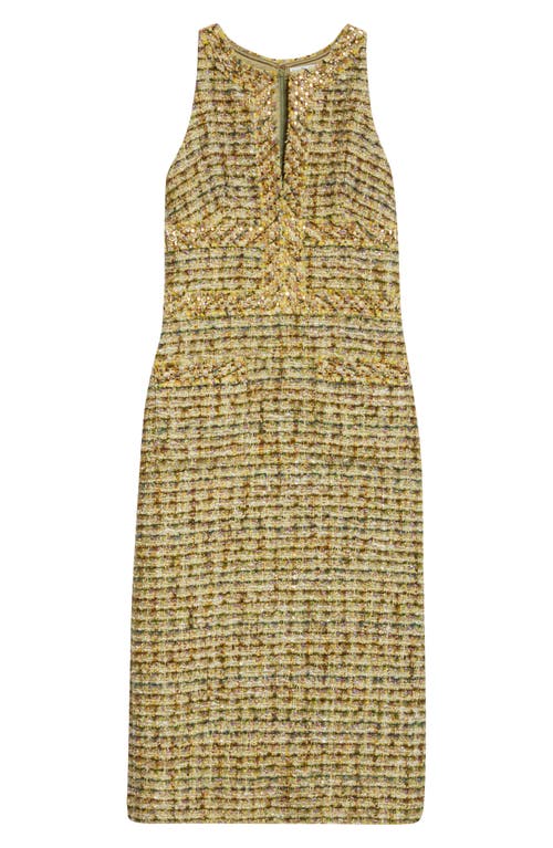 St John St. John Collection Sleeveless Metallic Tweed Sheath Dress In Cypress/moss Multi