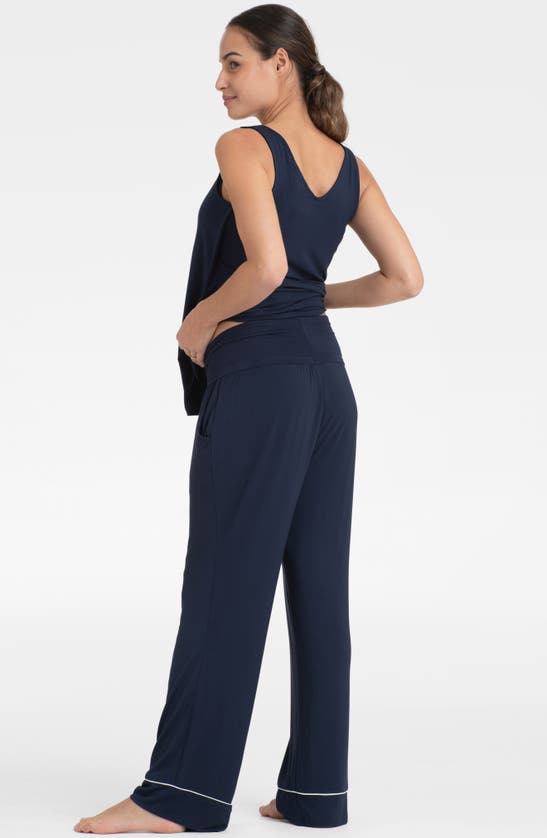 Shop Seraphine Maternity/nursing Pajamas & Robe Set In Navy