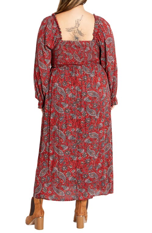 Shop City Chic Aurelia Floral Long Sleeve Dress In Paisley Vine