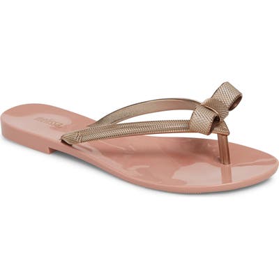 Melissa Harmonic Chrome Bow Flip Flop, Metallic