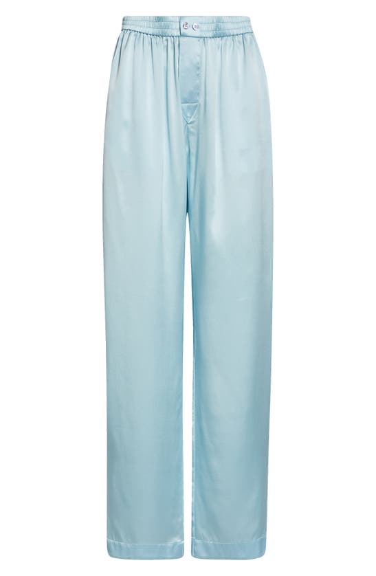 Shop Alexander Wang Logo Cutout Silk Pajama Pants In Shine Blue