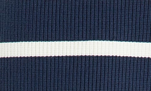 English Factory Stripe Sleeveless Half Zip Sweater In Navy/ivory
