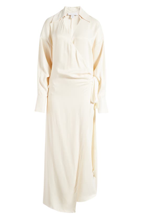 Shop Topshop Long Sleeve Wrap Midi Shirtdress In Ivory