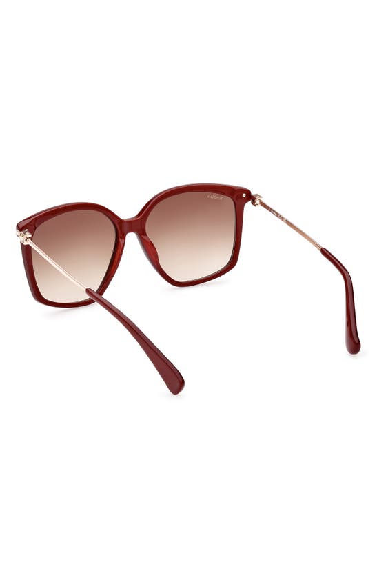Shop Max Mara 56mm Gradient Geometric Sunglasses In Shiny Red / Gradient Brown
