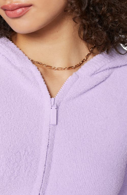 Florence By Mills Cozy Crop Zip Sweater Hoodie In Purple