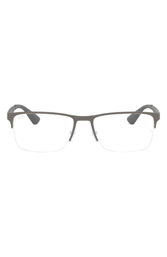 Ray Ban 56mm Rectangle Semi Rimless Optical Glasses In Neutral