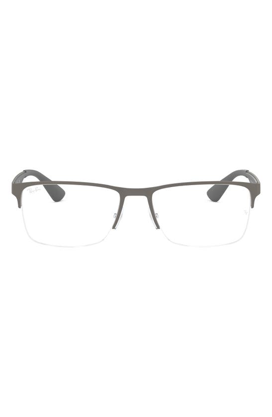 RAY BAN RAY-BAN 54MM SEMI RIMLESS RECTANGULAR OPTICAL GLASSES